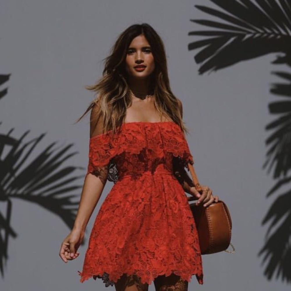 Lovers + Friends Dream Vacay Lace Dress Red